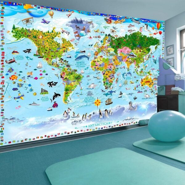 Fototapet - World Map for Kids - 100x70